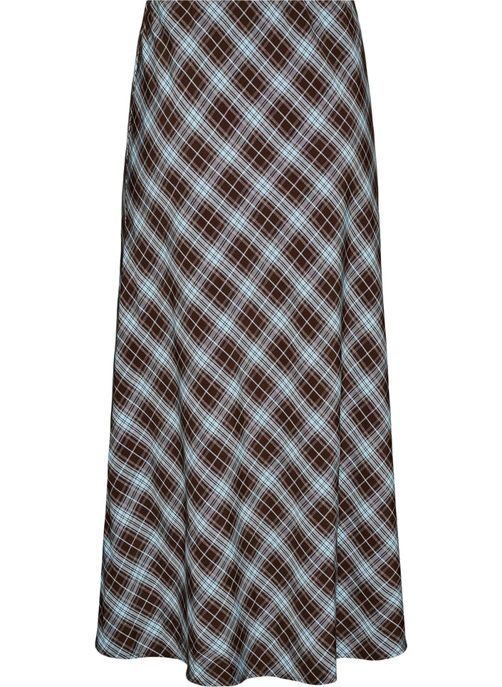 Checked A-line maxi skirt, Light Blue, Packshot image number 1