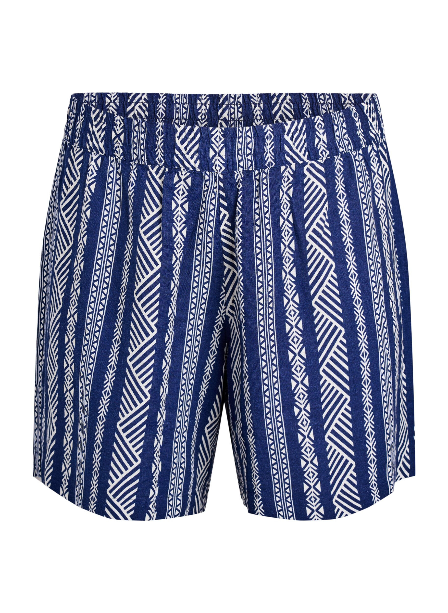 Zizzifashion Striped shorts in a linen-viscose blend, Blue, Packshot image number 0