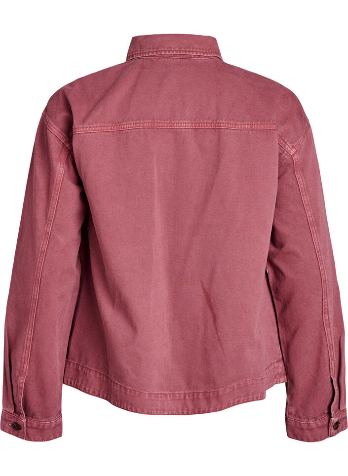 Coloured denim jacket with zip fastening, Red, Packshot image number 1