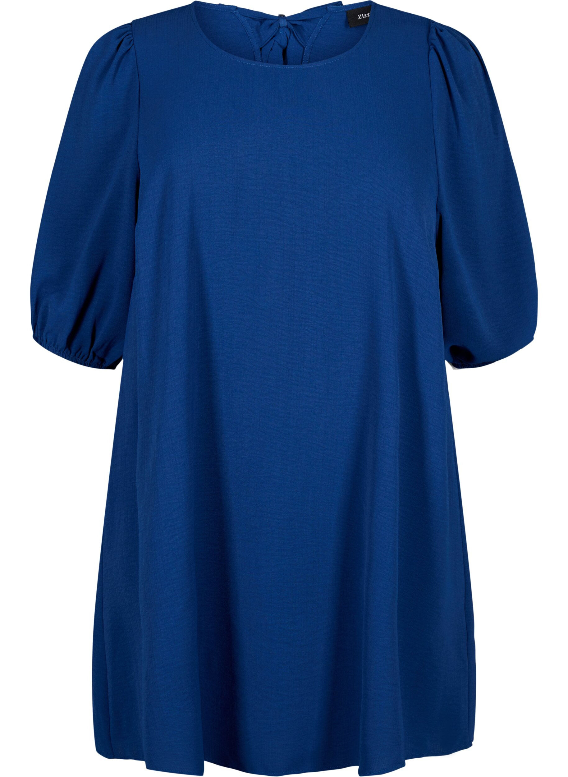 Zizzifashion Short dress with bow detail on the back, Estate Blue, Packshot image number 0