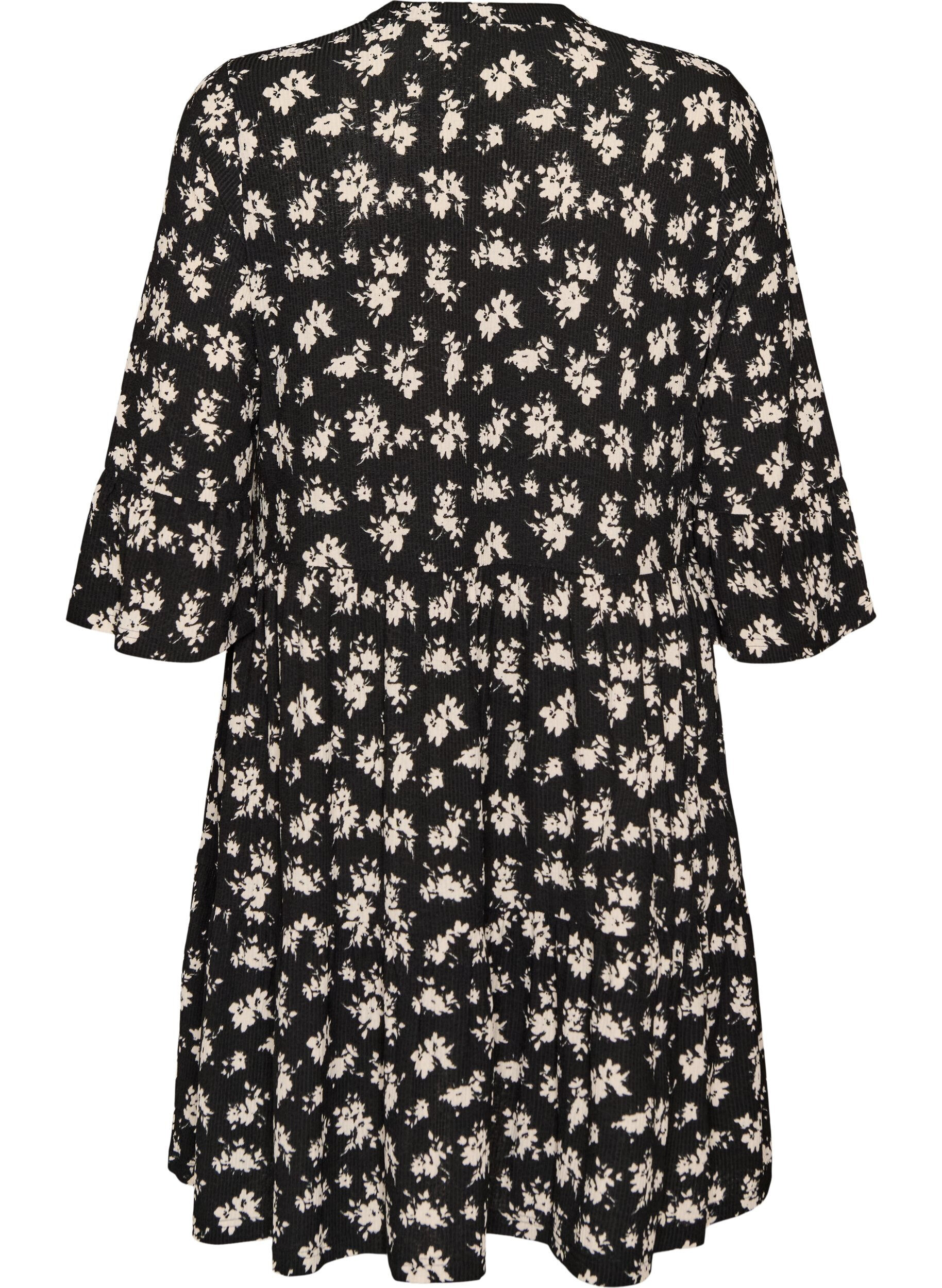 ZizzifashionShort A-line jersey dress with an all-over print, Black, Packshot image number 1