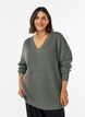 Long rib-knit blouse with a V-neck, Green, Model image number 0