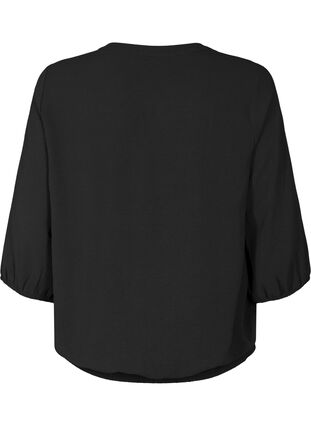 Blouse with smock and 3/4 sleeves, Black, Packshot image number 1