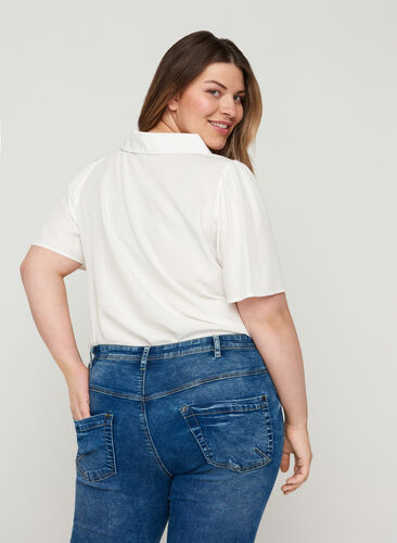 Viscose blouse with v-neck and collar, Snow White ASS, Model image number 1
