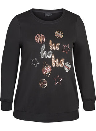 Christmas sweatshirt with sequins, Black, Packshot image number 0