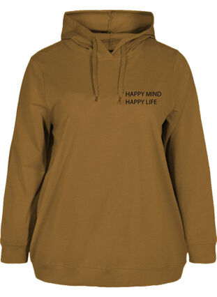 Hooded sweatshirt with print, Spruce Yellow Mel., Packshot image number 0
