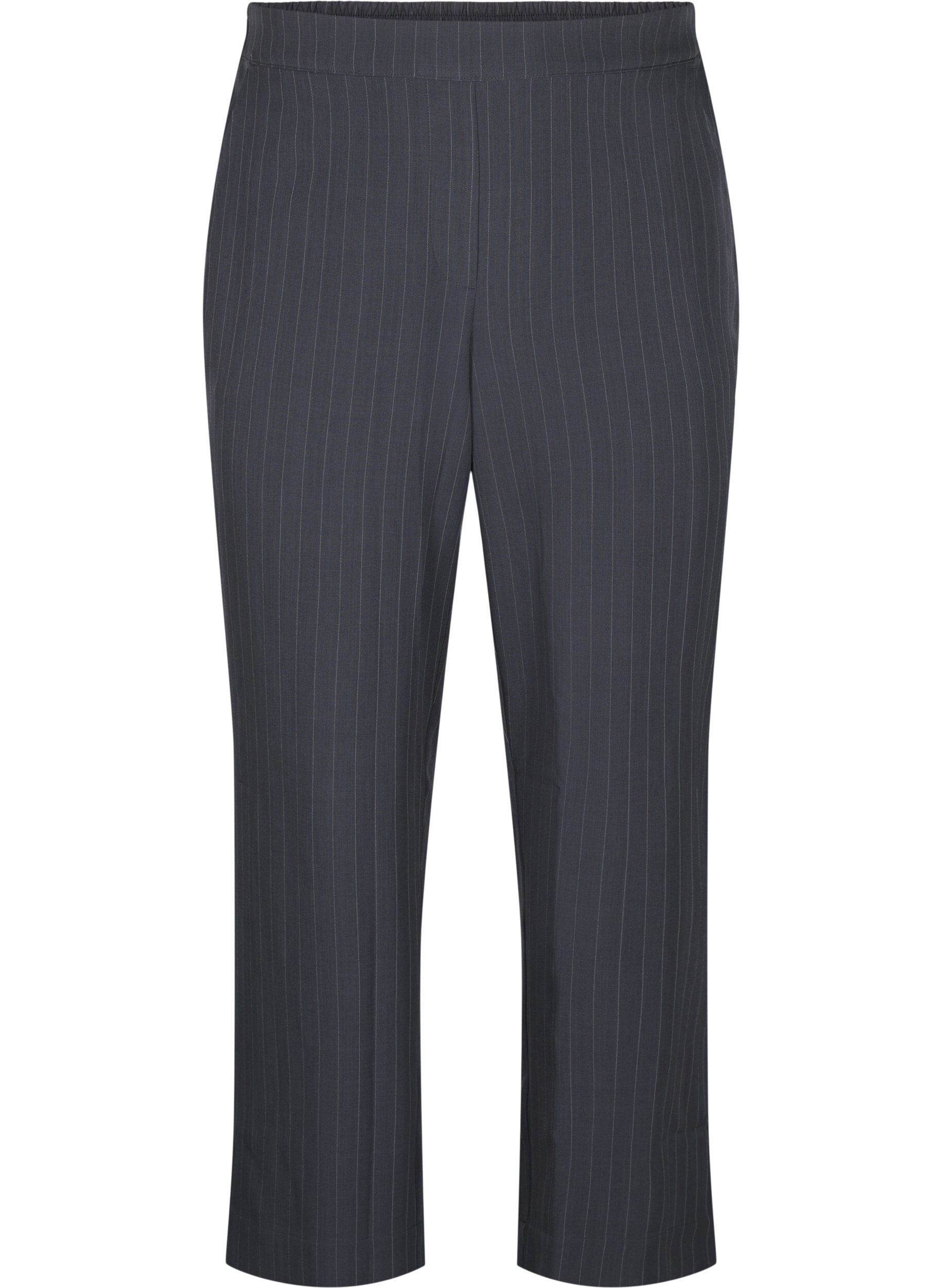 Zizzifashion FLASH - Loose trousers with pockets, Dark Grey Mel Stripe, Packshot image number 0