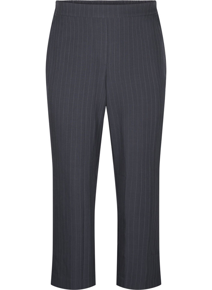 FLASH - Loose trousers with pockets, Dark Grey Mel Stripe, Packshot image number 0