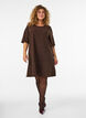 Short A-line dress with glitter stripes, Brown, Model image number 1