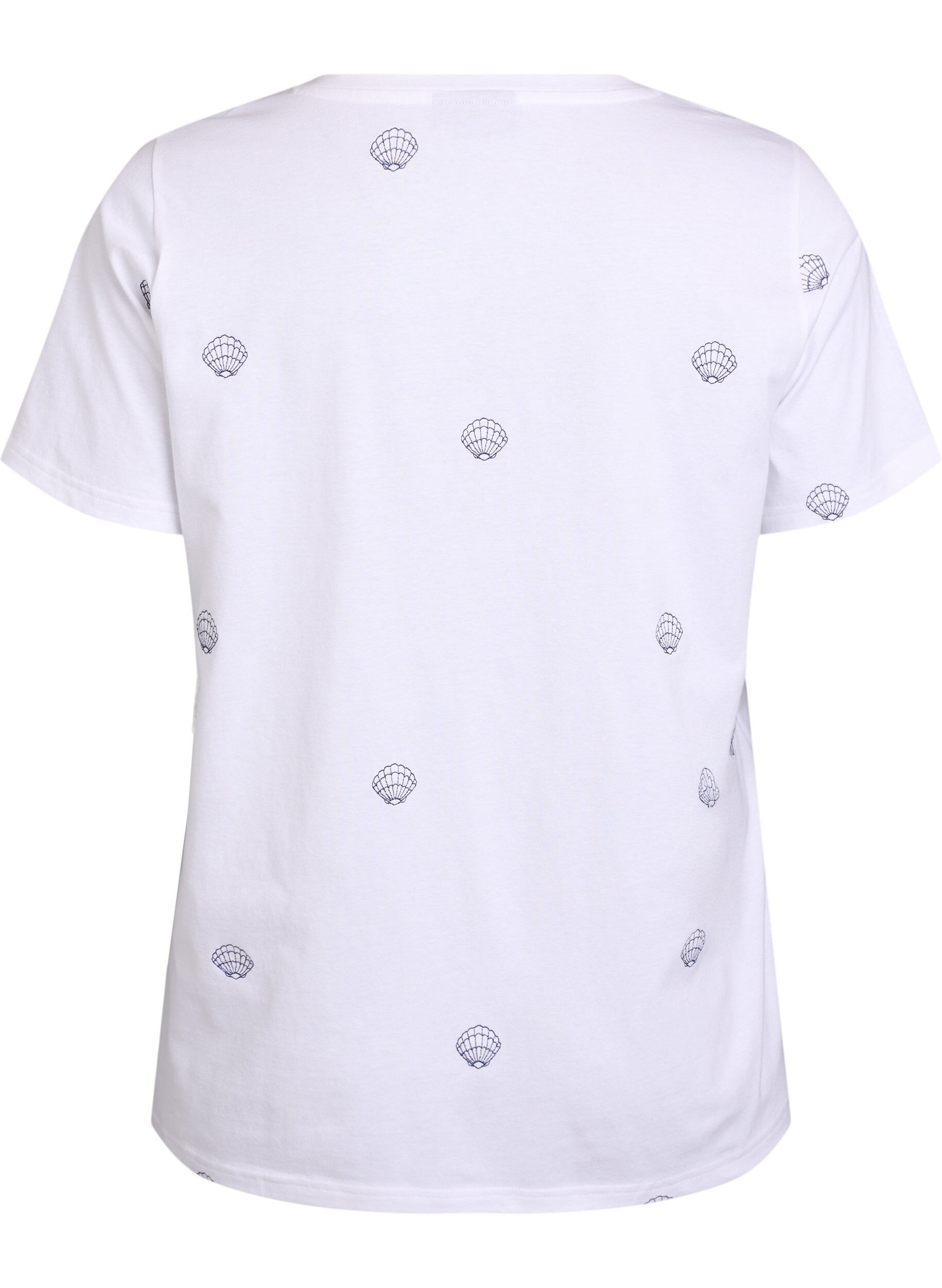 Zizzifashion T-shirt in organic cotton with embroidered motifs, White, Packshot image number 1