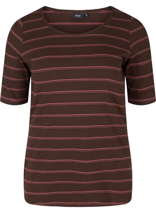 Striped, ribbed cotton t-shirt, Mole Stripe, Packshot image number 0