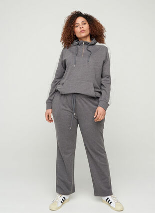 Sweatpants with wide legs and pockets, Dark Grey Melange, Model image number 1