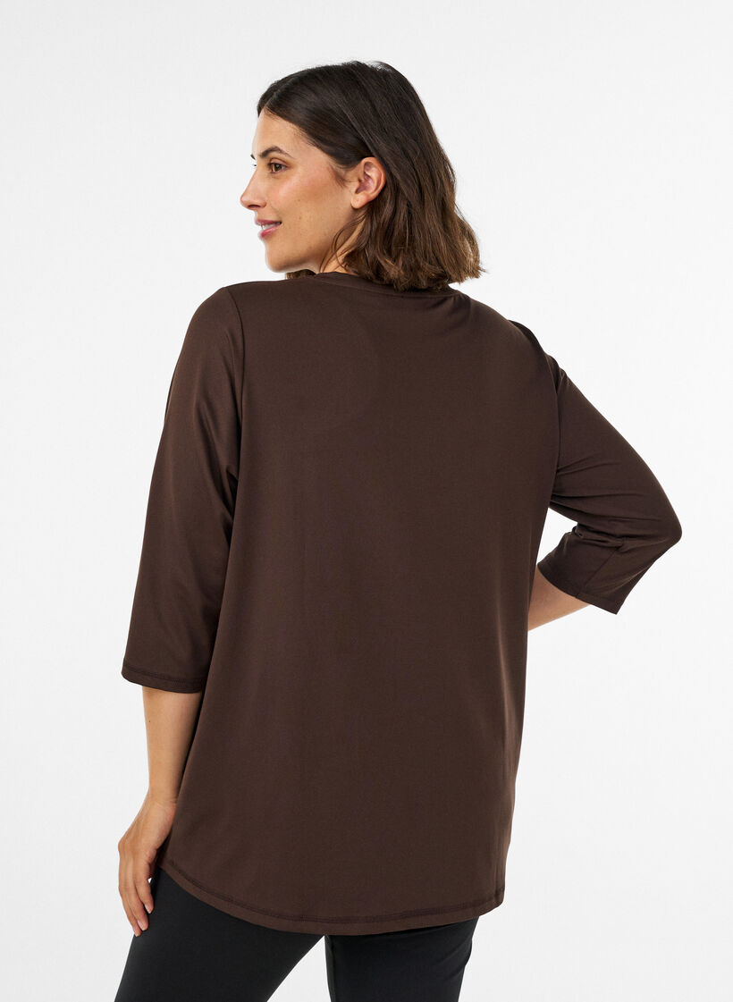 Sports top with 3/4 sleeves, Brown, Model image number 2