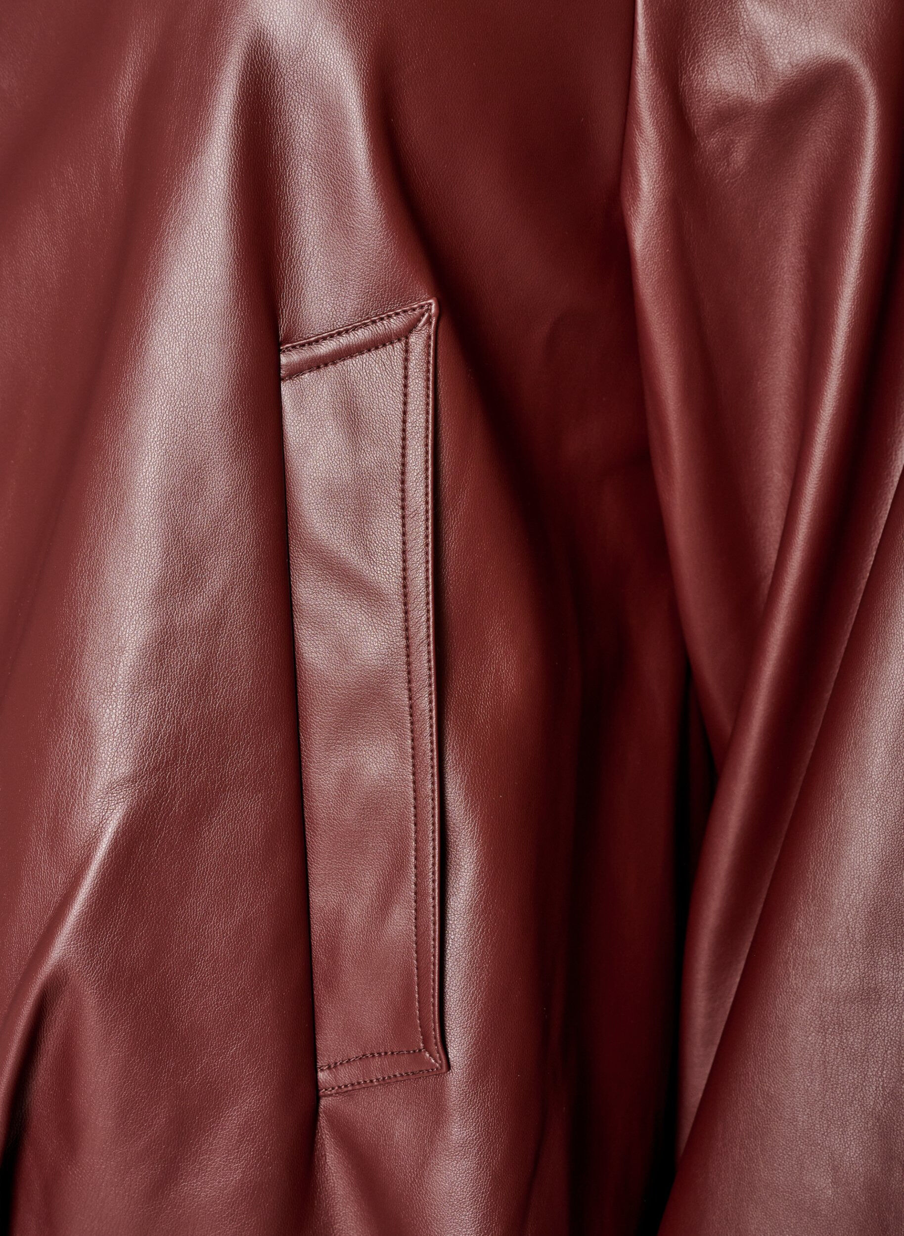 ZizzifashionFaux leather bomber jacket with a drawstring hem, Brown, Packshot image number 3