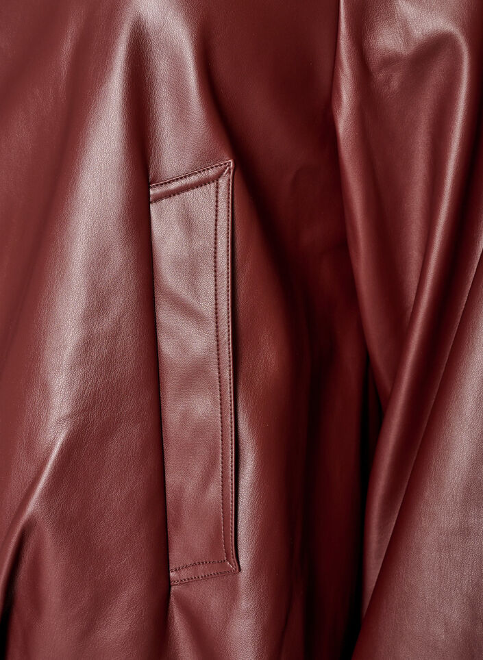 Faux leather bomber jacket with a drawstring hem, Brown, Packshot
