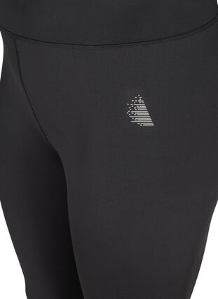 Cropped sports leggings with printed text, Black, Packshot image number 2