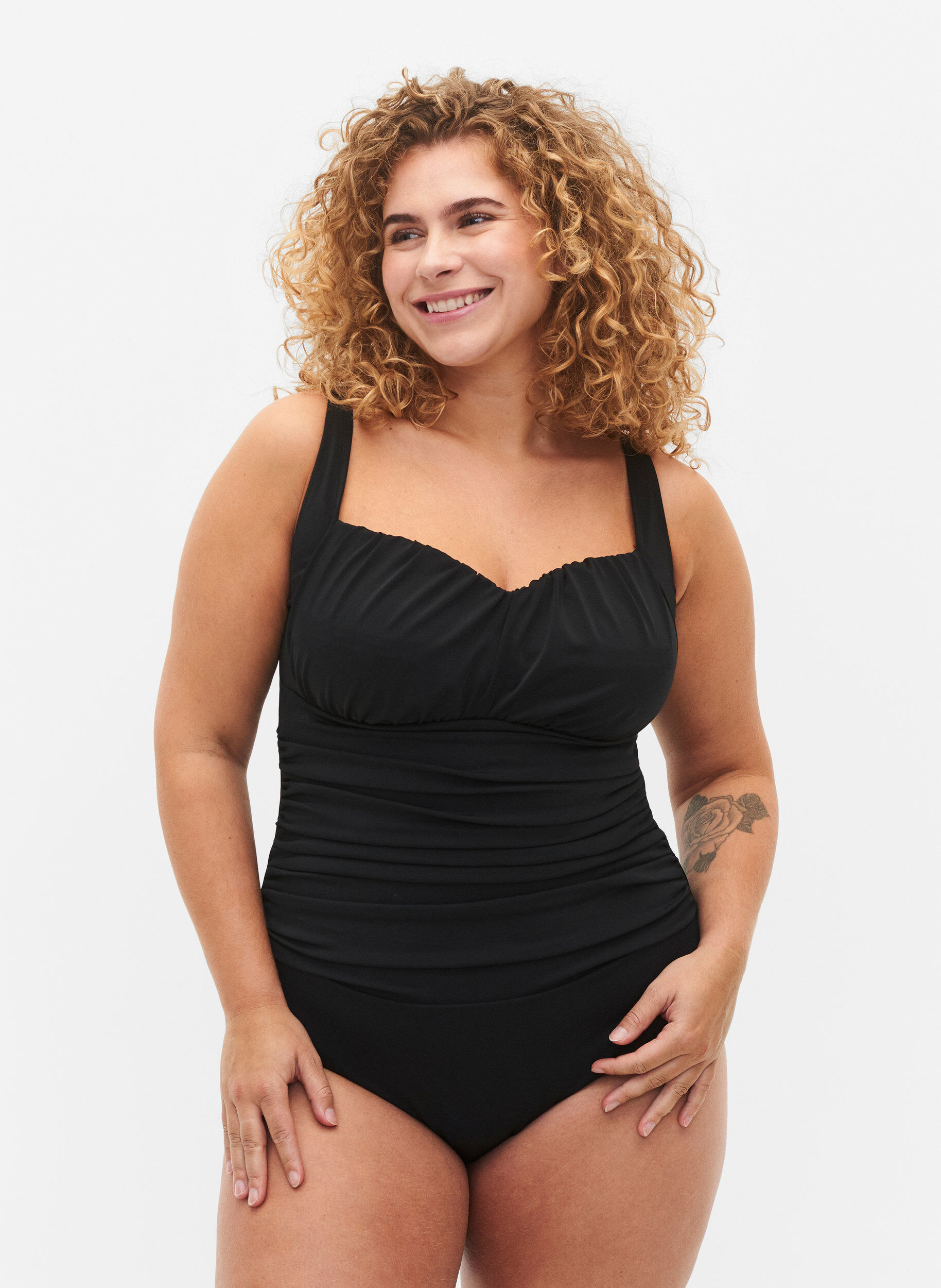 Zizzifashion Swimsuit with ruched details, Black, Model image number 0