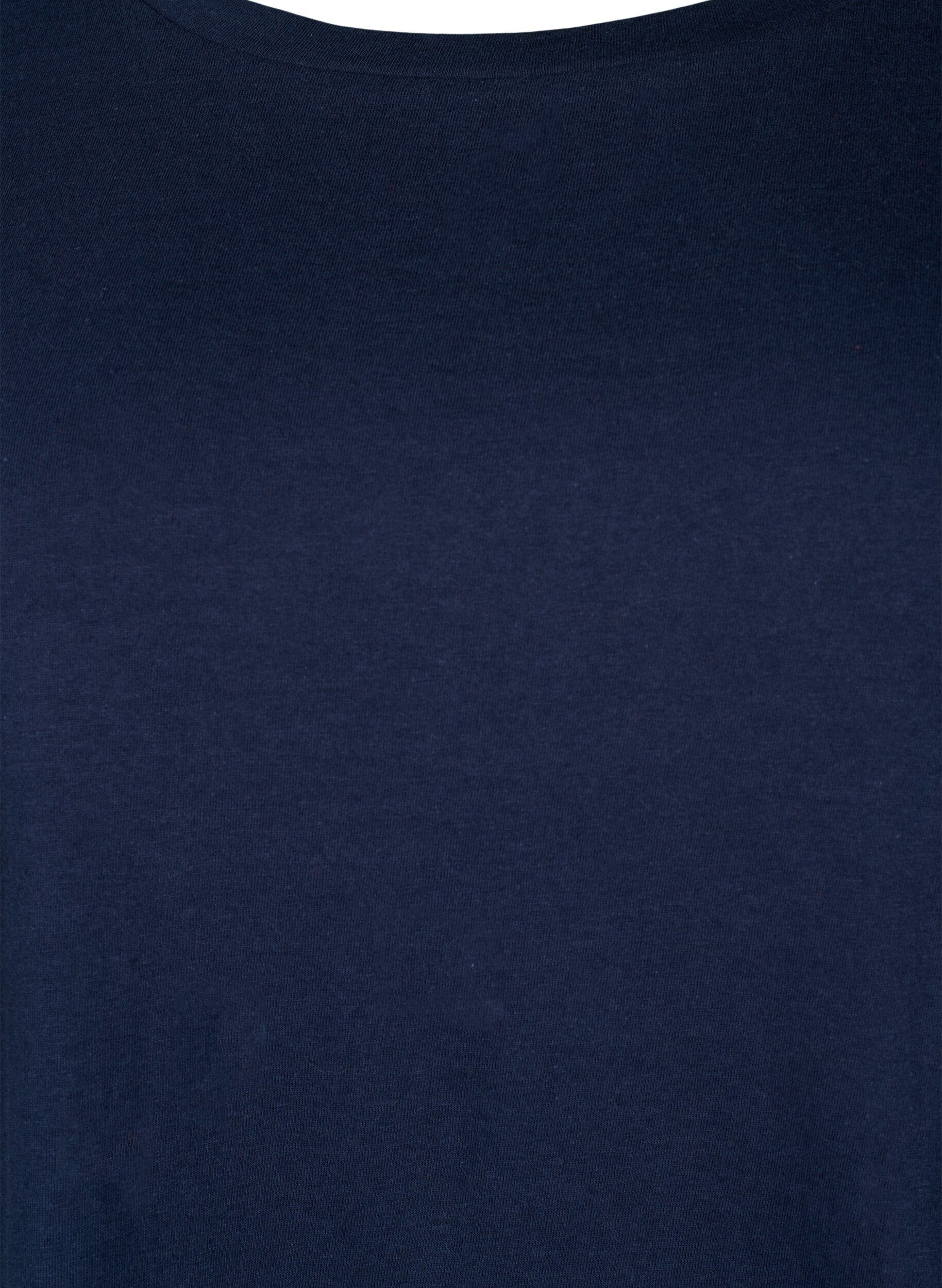 Zizzifashion T-shirt in cotton with embroidery anglaise, Navy Blazer, Packshot image number 2