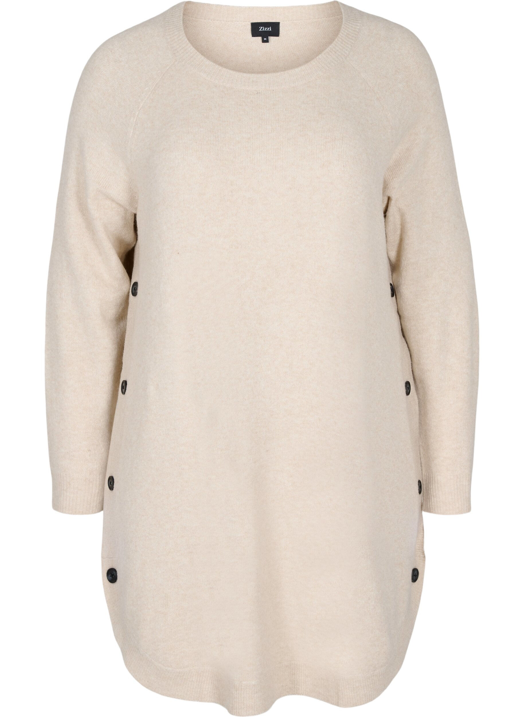 Zizzifashion Melange knit dress with buttons, Pumice Stone Mel., Packshot image number 0