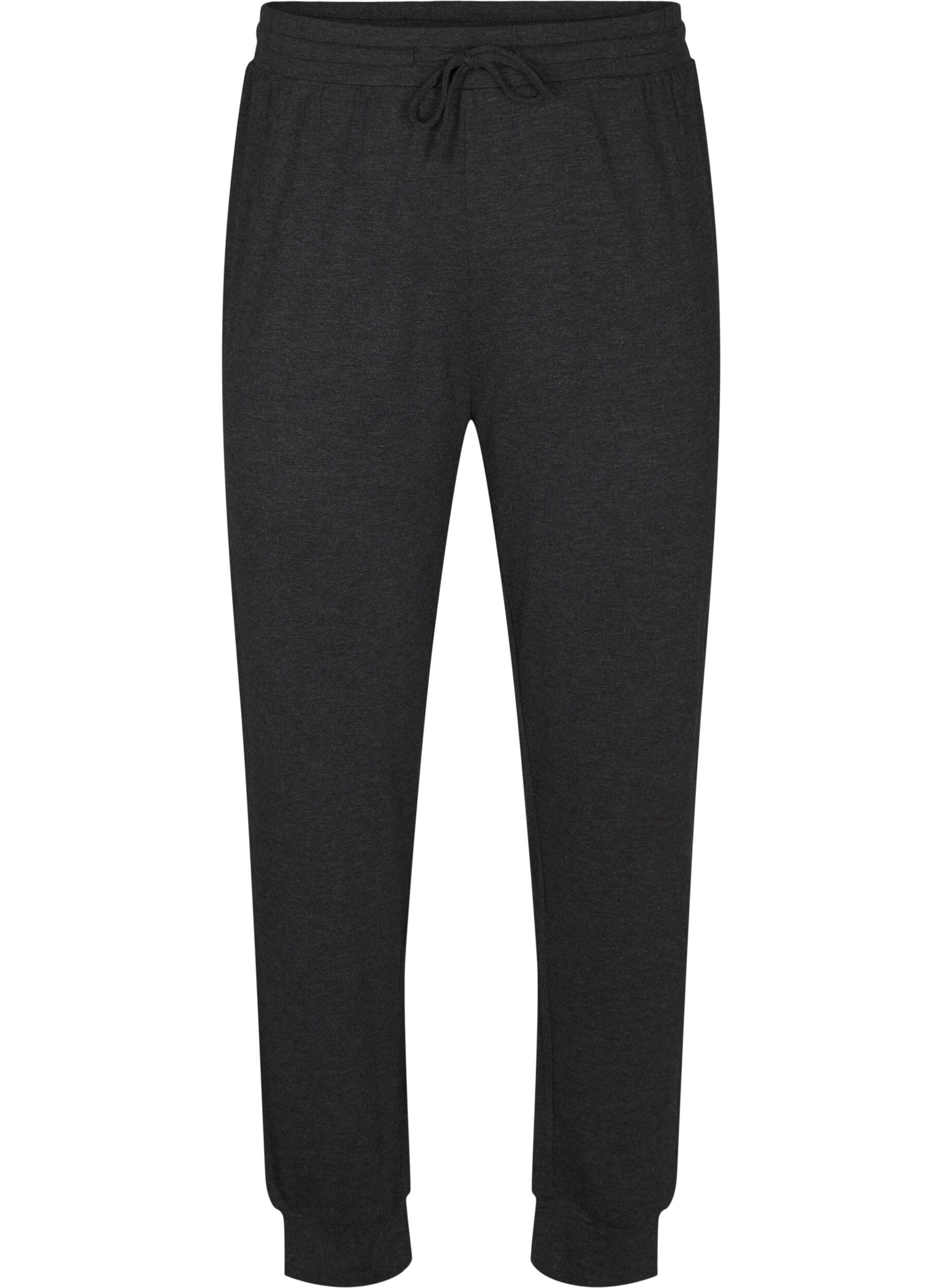 Zizzifashion Jersey trousers with high waist, Dark Grey Melange, Packshot image number 0