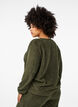 Loose teddy blouse with round neck, Forest Night, Model image number 1
