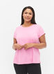 Short sleeved cotton blend t-shirt, Pink, Model image number 0