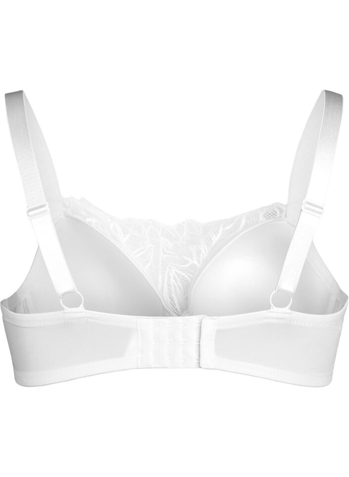 Moulded underwired bra with lace detail, White, Packshot image number 1