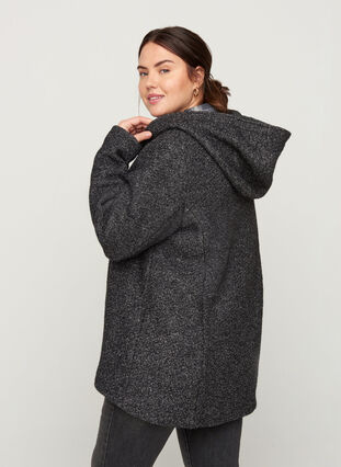 Short marled jacket with wool, Dark Grey Melange, Model image number 1