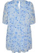 Short chiffon-look dress with floral print and ruffle layers, Blue, Packshot image number 1