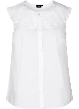 Sleeveless shirt with a large collar, Bright White, Packshot image number 0