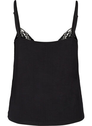 Close-fitting Viscose Top with Lace Edge, Black, Packshot image number 1