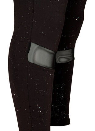 Cropped sports leggings with print and mesh, Black, Packshot image number 3