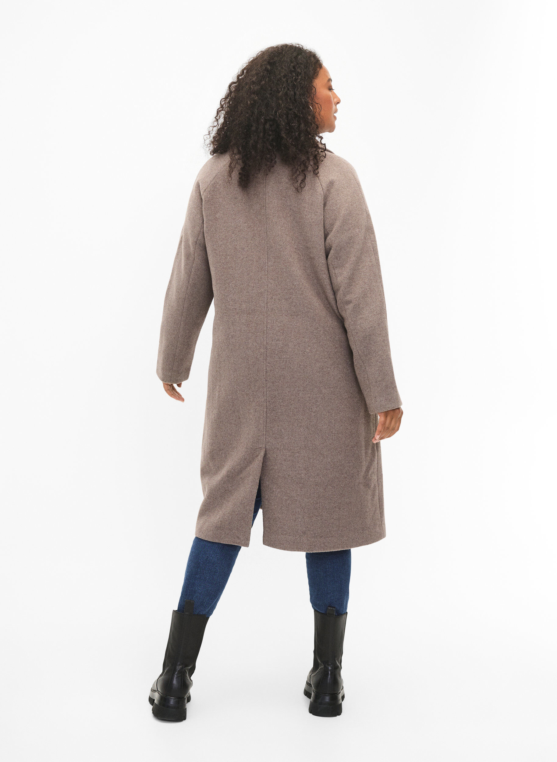Zizzifashion Wool coat with buttons and pockets, Moon Rock Mel., Model image number 1