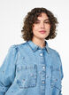 Denim dress with cherries and chest pockets, Light Blue, Model image number 3