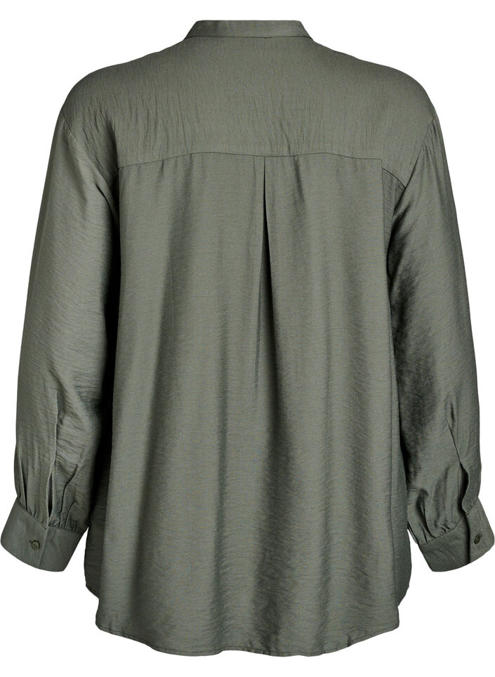 Viscose shirt with A-line shape, Green, Packshot image number 1