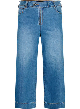 Cropped jeans with flare, Blue denim, Packshot image number 0