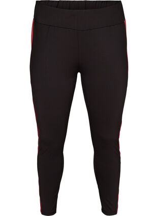 Cropped gym leggings with print details, Black, Packshot image number 0