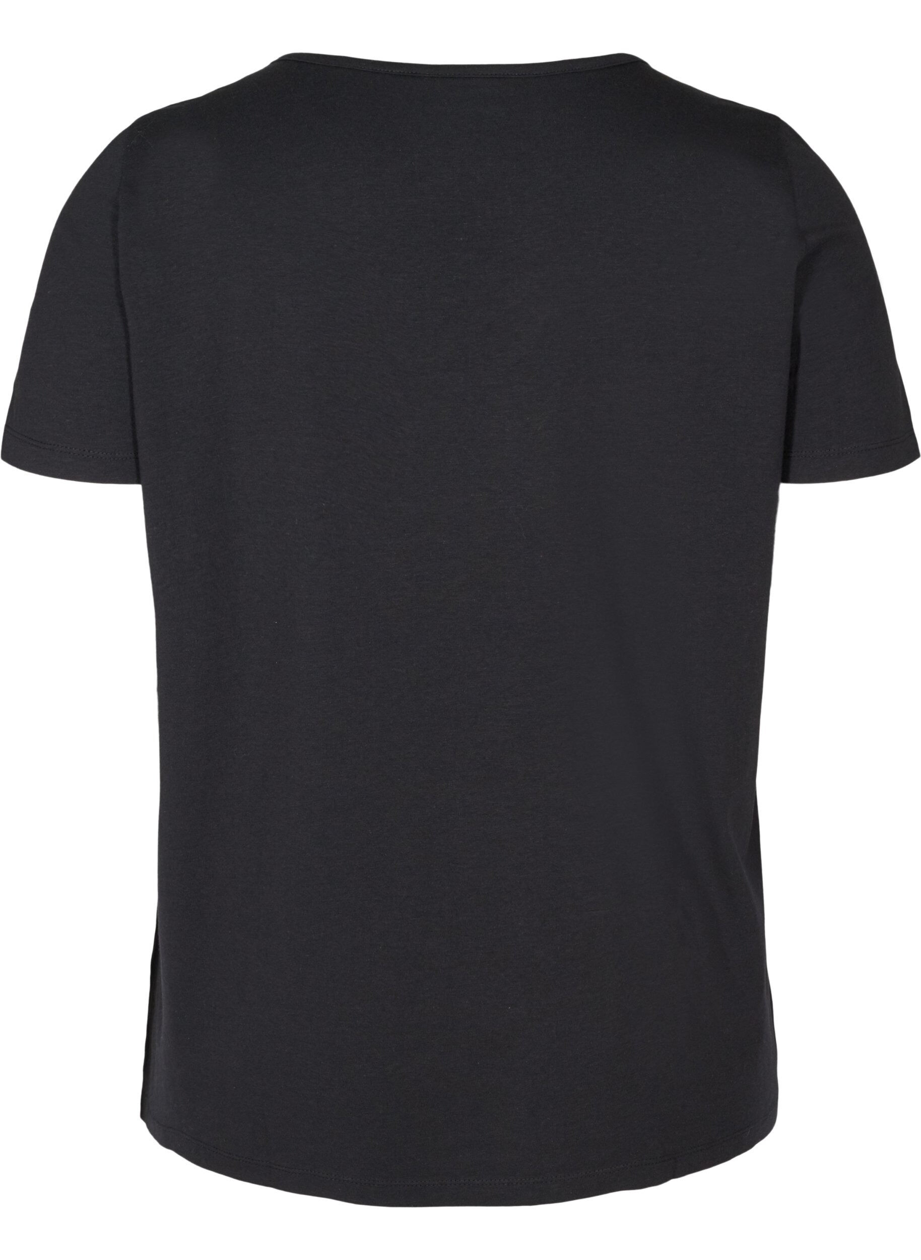 Zizzifashion Short sleeve t-shirt with v-neckline, Black, Packshot image number 1