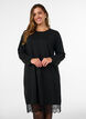 Short knitted dress with lace hem, Black, Model image number 0
