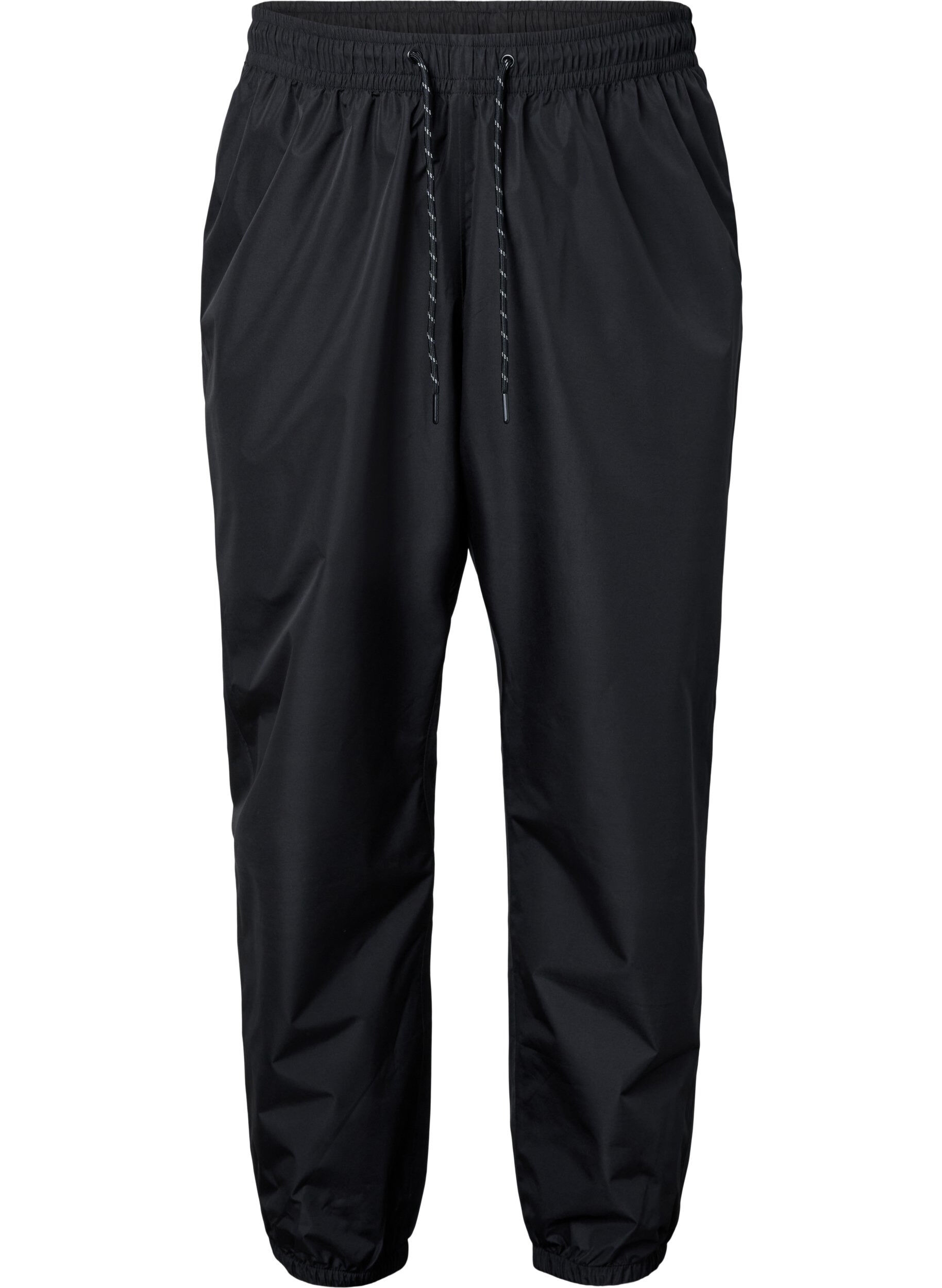 Rain pants with elastic and drawstring