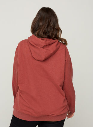 Hooded sweatshirt with print, Burnt Henna Mel. , Model image number 1
