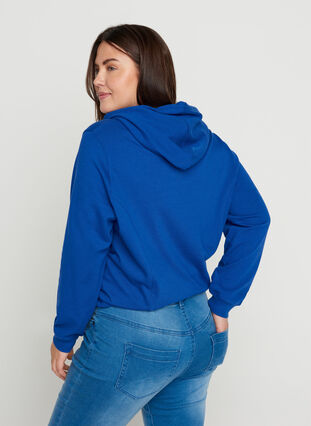 Sweatshirt with a hood and ribbed cuffs, Deep Blue , Model image number 1