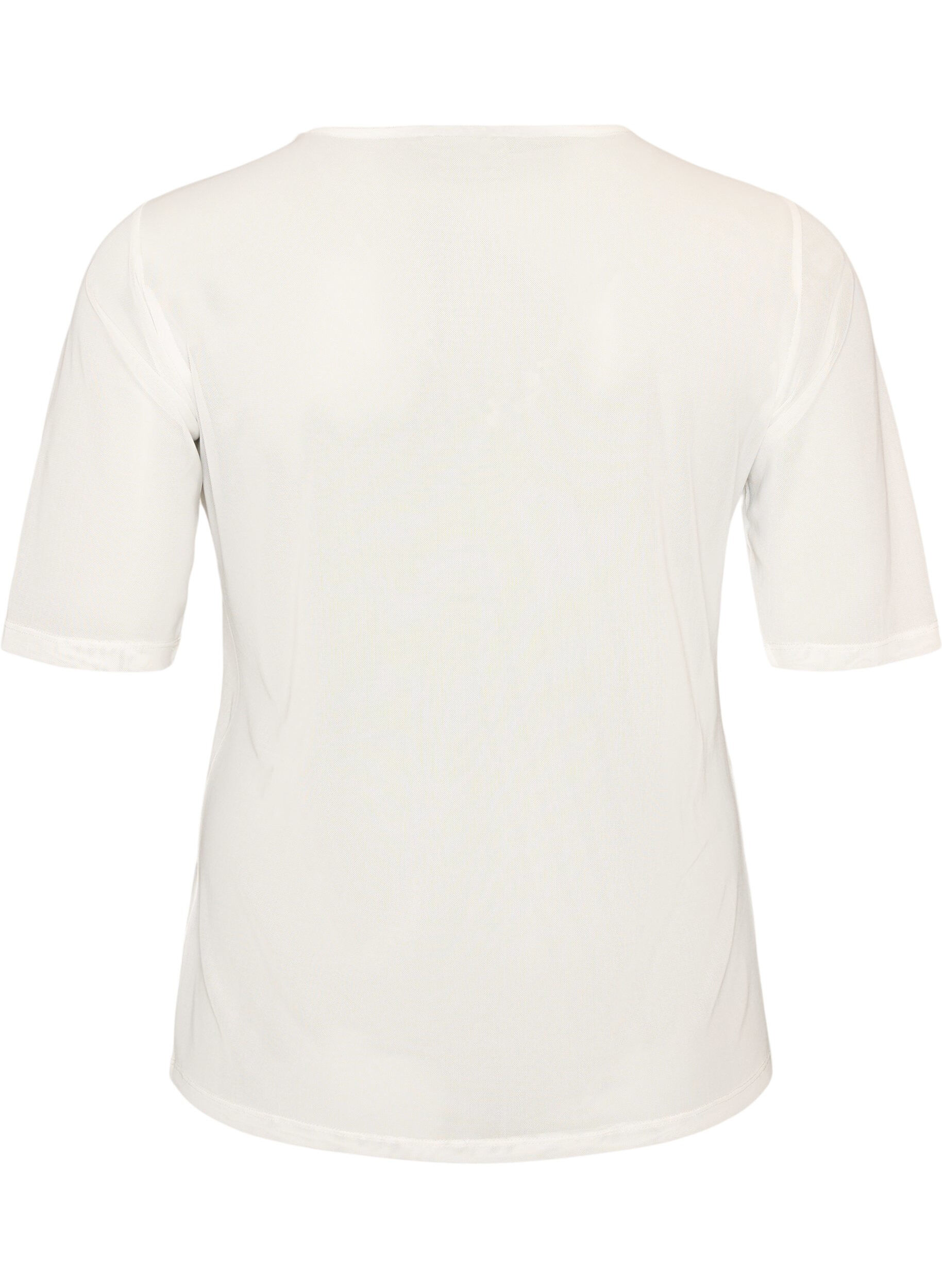 Zizzifashion Mesh top with short sleeves and round neck, Vanilla, Packshot image number 1