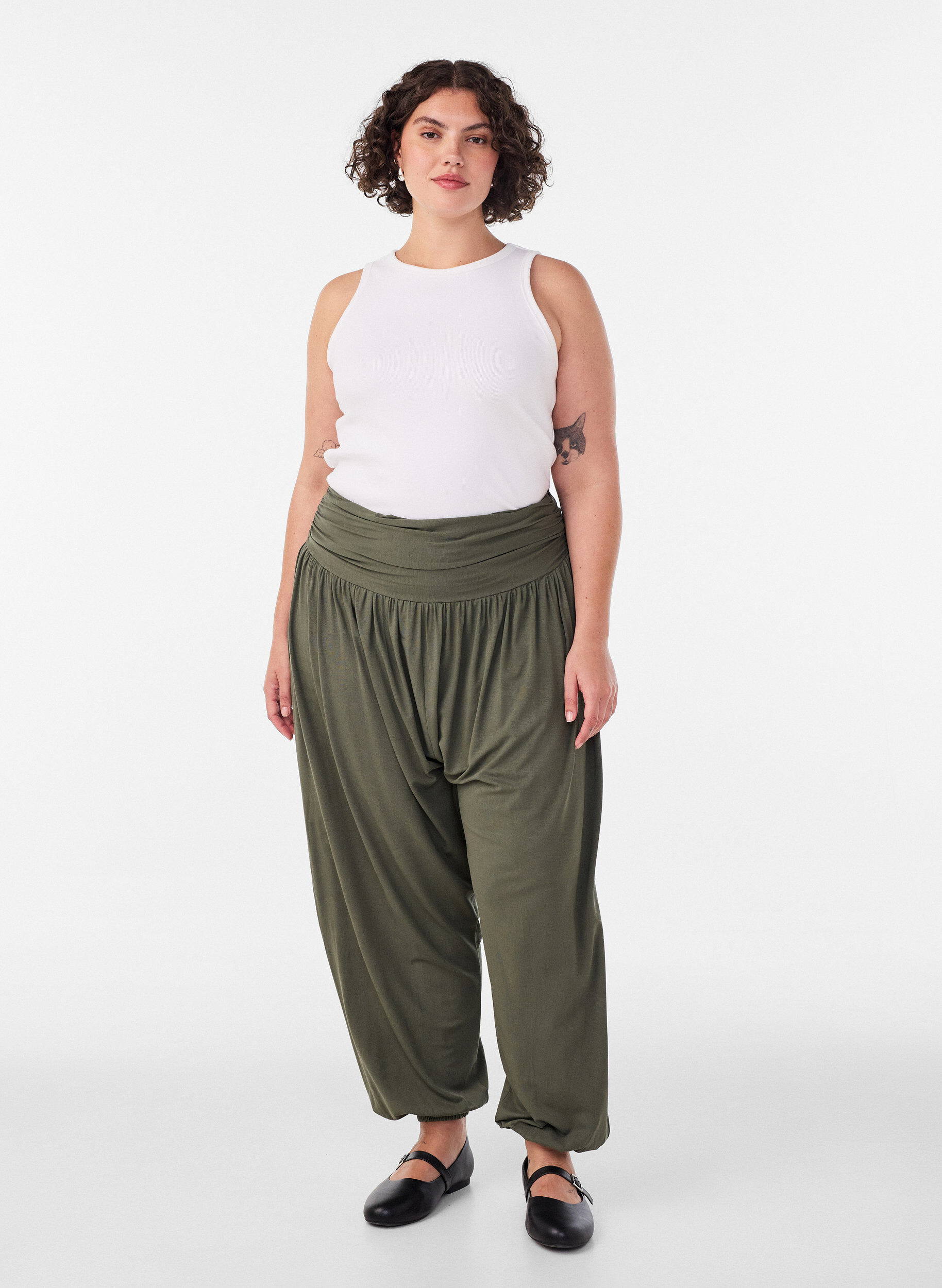 ZizzifashionLoose-fitting harem trousers, Green, Model image number 1