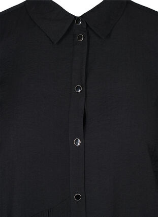 Solid-coloured, A-line shirt dress, Black, Packshot image number 2