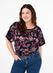 Loose t-shirt with floral print, Black Purple Fl. AOP, Model image number 0