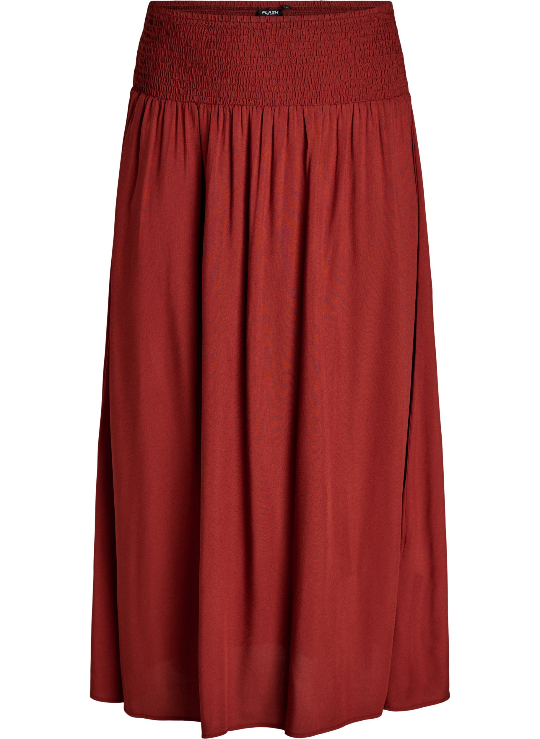 Viscose maxi skirt with smocking