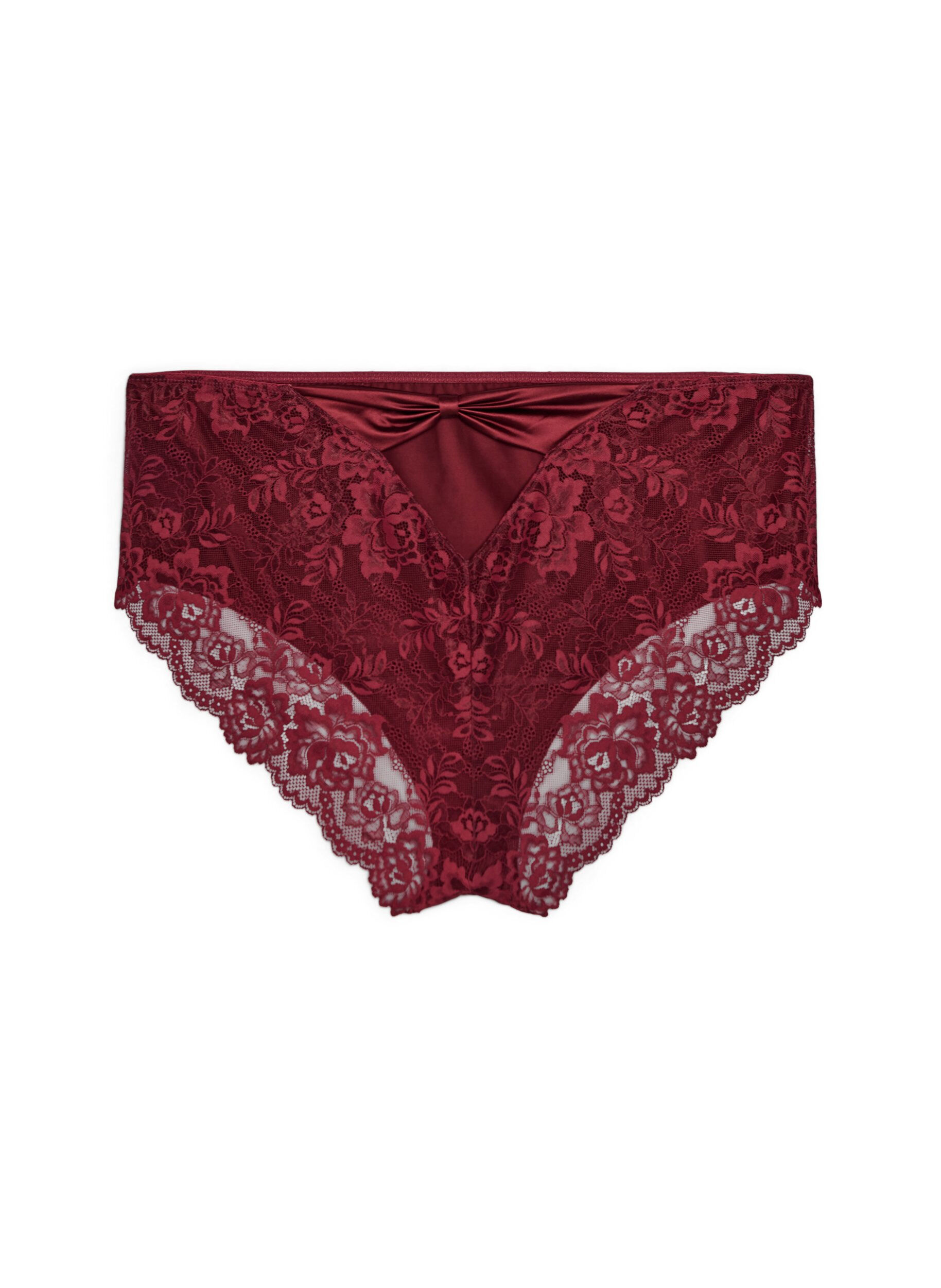 ZizzifashionPanties with lace and a bow detail at the back, Dark Bordeaux, Packshot image number 1