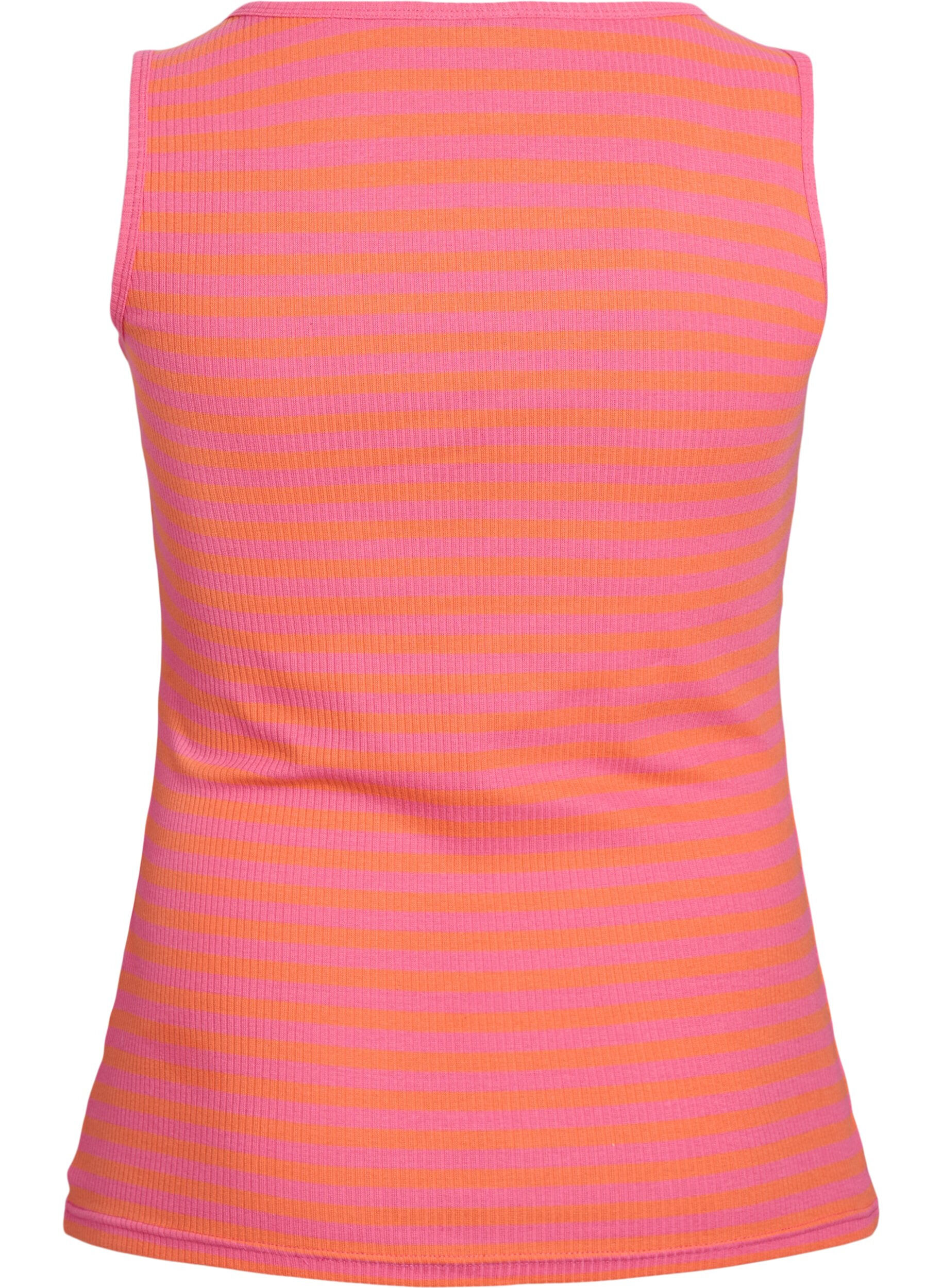 Zizzifashion Striped tank top with a rib structure, Coral, Packshot image number 1