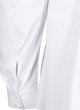 Cotton shirt with puff sleeves, Bright White, Packshot image number 3